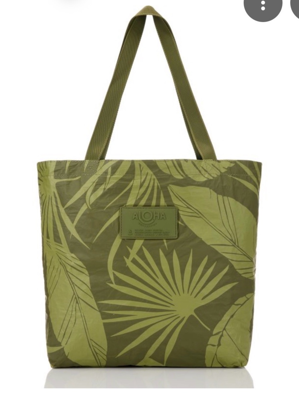 ALOHA Collection Olive Leaf Print Tote in Two-Tone Green